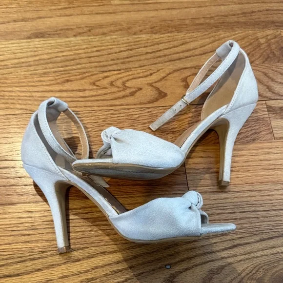 Chic Cream Ankle Strap Heels - Picture 13 of 15